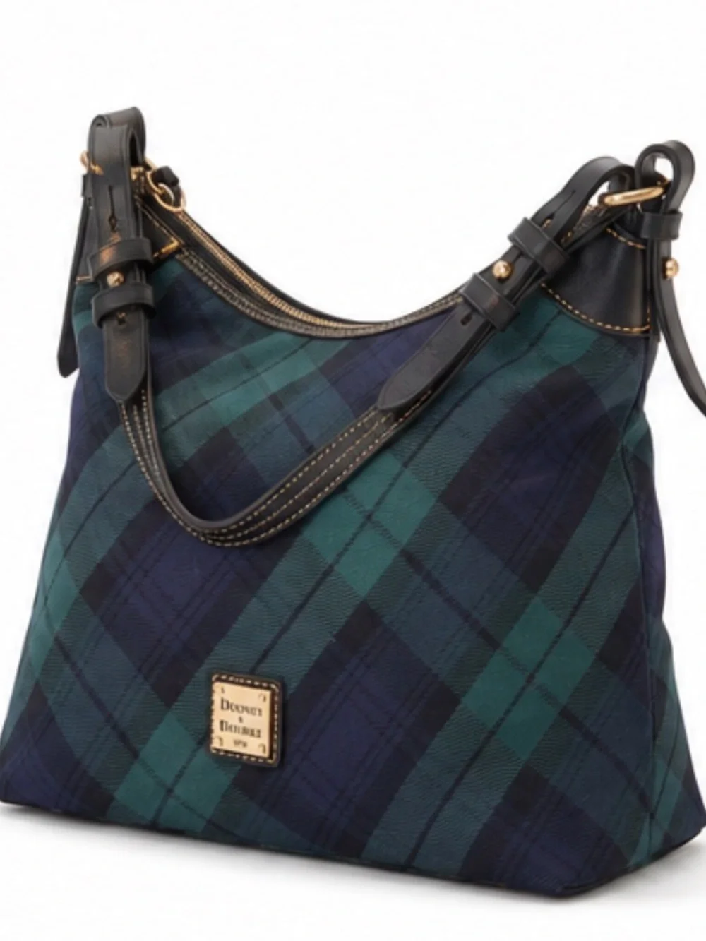 Dooney & Bourke Black Watch Plaid Hobo Bag - Green/Blue NEW WITHOUT TAG
